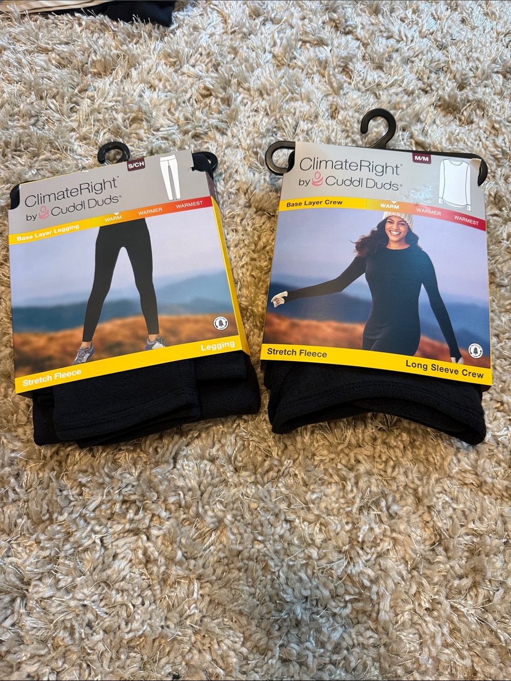 Cuddl Duds Black Stretch Fleece Legging & Long Sleeve Crew Set